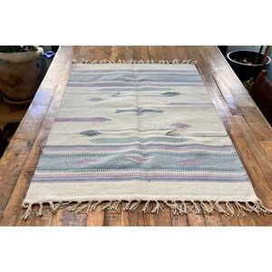Vintage Handmade Accent Rug 44"X 28.5"Aztec Multicolor Southwestern